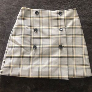 Yellow, black and white plaid skirt from H&M